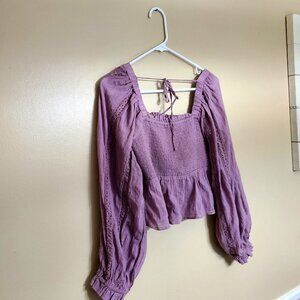AMERICAN EAGLE WOMENS PURPLE LONG SLEEVE BLOUSE TOP LARGE